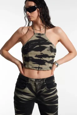T-Shirts & Tops^The Ragged Priest Burnout Denim Halterneck Top