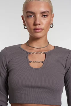 T-Shirts & Tops^The Ragged Priest Chain Long Sleeve Top Grey