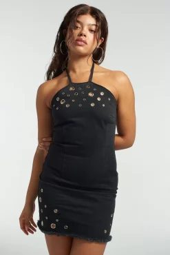 Dresses^The Ragged Priest Coyote Rivet Denim Halter Neck Dress