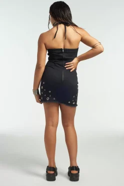 Dresses^The Ragged Priest Coyote Rivet Denim Halter Neck Dress