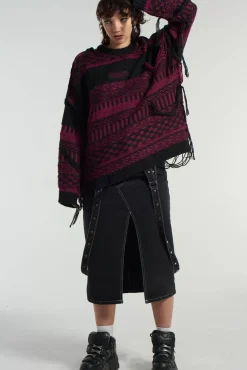 Knitwear & Sweats^The Ragged Priest Indie Knit Black & Maroon Black & Red
