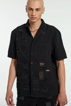 T-Shirts & Tops^The Ragged Priest Keeper Distressed Denim Shirt