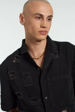 T-Shirts & Tops^The Ragged Priest Keeper Distressed Denim Shirt