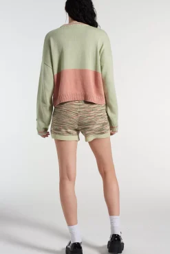 Knitwear & Sweats^The Ragged Priest Kickers Classics Panelled Knit Jacquard Logo Knit Green & Pink