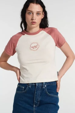 T-Shirts & Tops^The Ragged Priest Kickers Classics  Raglan Ringer Tee Logo Jersey Pink & Cream