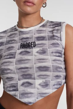 T-Shirts & Tops^The Ragged Priest Lip Print Handkerchief Top