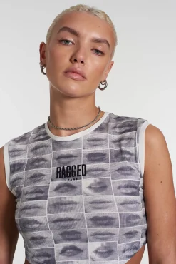 T-Shirts & Tops^The Ragged Priest Lip Print Handkerchief Top