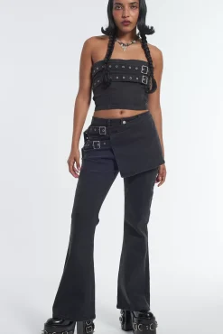 Jeans^The Ragged Priest Low Rider Jean Skirt - Charcoal