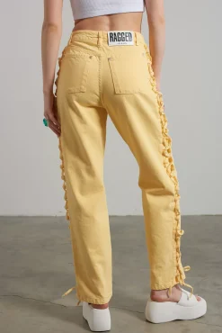 Jeans^The Ragged Priest Mellow Lace Up Dad Jean Yellow