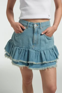 Skirts & Shorts^The Ragged Priest Morticia Mini Skirt Blue