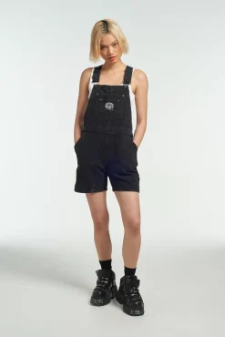 Skirts & Shorts^The Ragged Priest Ragged Black Dungaree Shorts