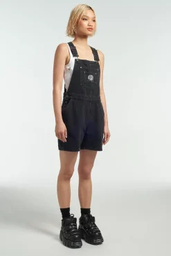 Skirts & Shorts^The Ragged Priest Ragged Black Dungaree Shorts