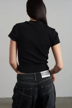 T-Shirts & Tops^The Ragged Priest Ragged Black Ribbed Short Sleeve Tee