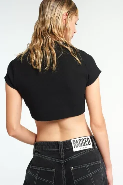 T-Shirts & Tops^The Ragged Priest Ragged Diamante Black Cropped Tee