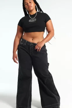 T-Shirts & Tops^The Ragged Priest Ragged Diamante Black Cropped Tee