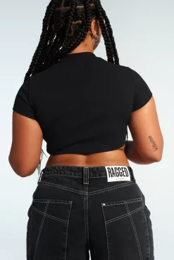 T-Shirts & Tops^The Ragged Priest Ragged Diamante Black Cropped Tee