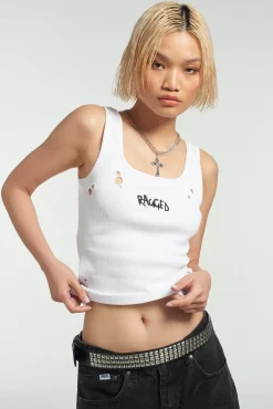 T-Shirts & Tops^The Ragged Priest Ragged Distressed White Vest Top