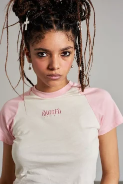 T-Shirts & Tops^The Ragged Priest Ragged White & Pink Raglan Top