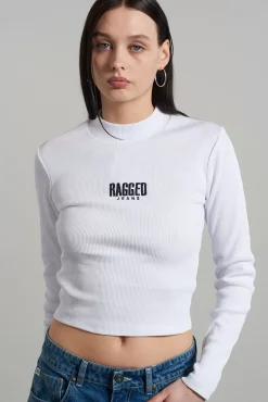 T-Shirts & Tops^The Ragged Priest Ragged White Ribbed Long Sleeve Tee