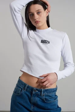 T-Shirts & Tops^The Ragged Priest Ragged White Ribbed Long Sleeve Tee
