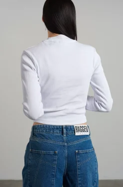 T-Shirts & Tops^The Ragged Priest Ragged White Ribbed Long Sleeve Tee