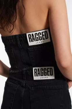 T-Shirts & Tops^The Ragged Priest Roxy Denim Corset Top Charcoal