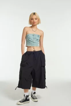 T-Shirts & Tops^The Ragged Priest Roxy Denim Corset Top Blue
