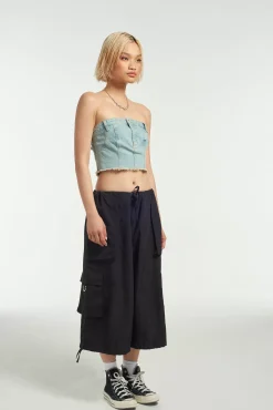 T-Shirts & Tops^The Ragged Priest Roxy Denim Corset Top Blue