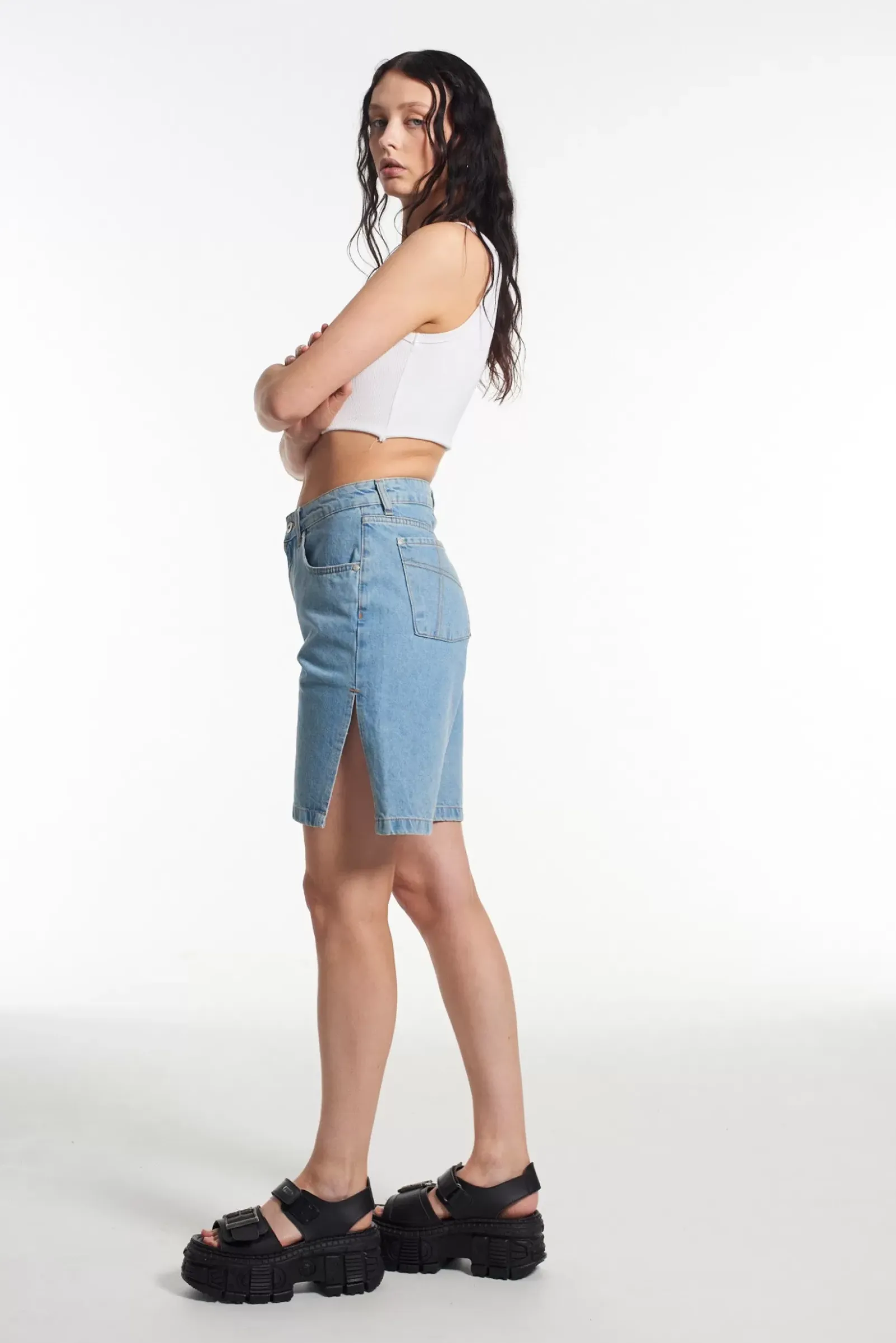 Skirts & Shorts^The Ragged Priest Side Split Short - Blue