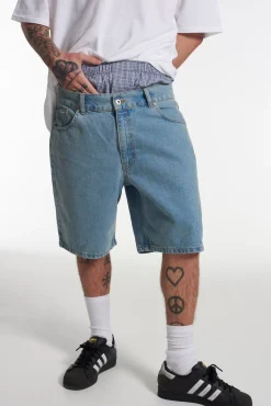 Jeans^The Ragged Priest Straight Leg Shorts Mid Blue